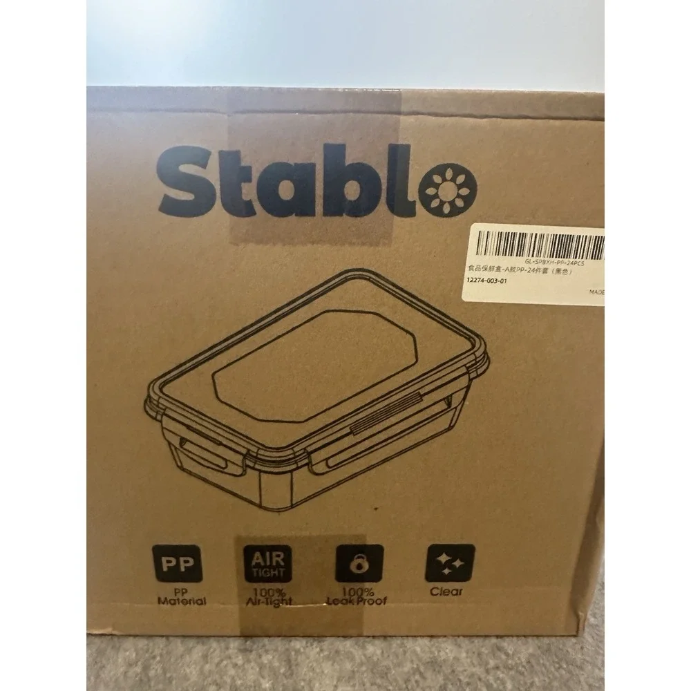 Stablo 24 Piece Airtight Leak Proof PP Food Storage Container Set, Clear NIB